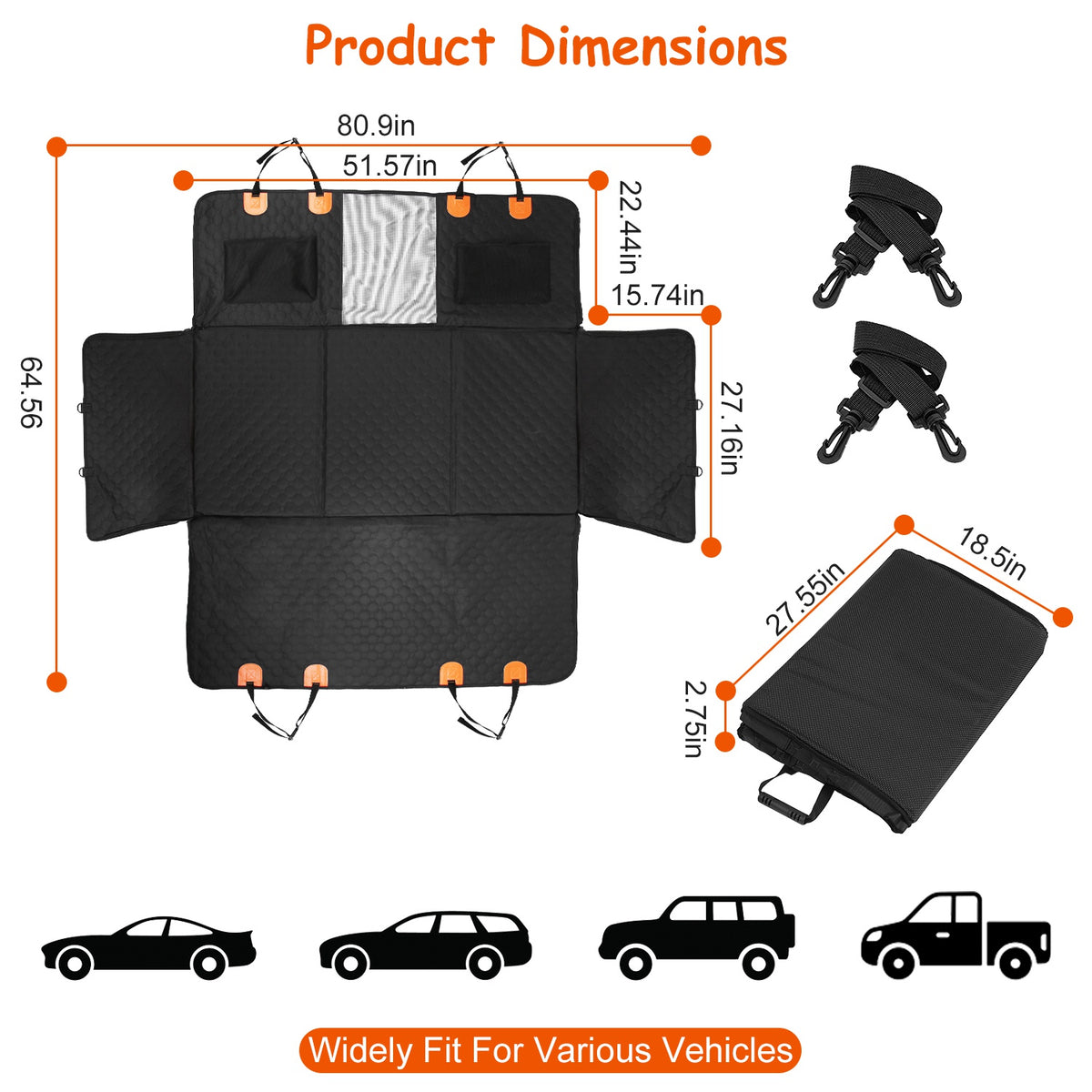 Dimensions: 80.9 by 64.56 inches opened, folds to 27.55 by 18.5 inches