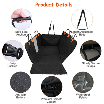 Hardware detail: seat anchors, adjustable belts, snap buckles, zippers, anti-slip base
