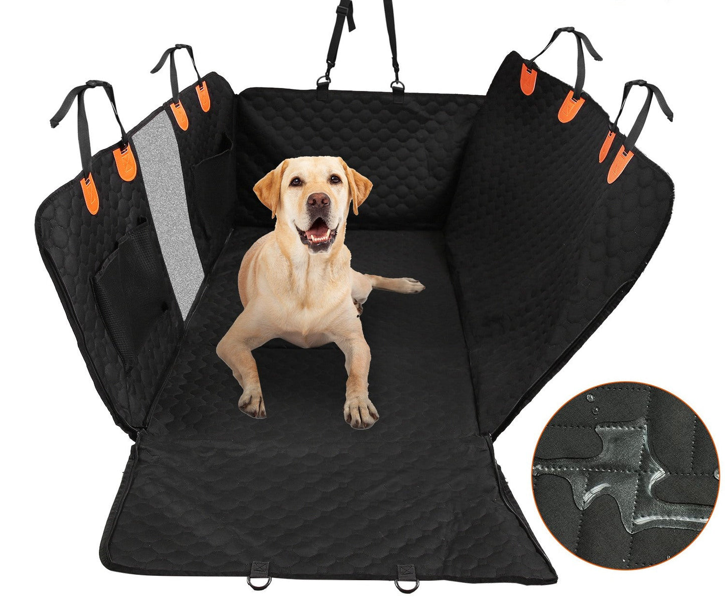 RoadPaw cover fully opened with side flaps and storage pockets